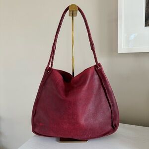 Bottega Veneta Leather Hobo Bag in Dark Red